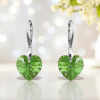 MSPERK Strieborné dámske náušnice srdcia Crystal Peridot Ag 925/1000