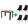 Textilomanie Jedálenský set 1+4, čierny stôl v dekore dub zlatý MADO 120x80cm a čierna zamatová jedálenská stolička IMOLA