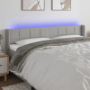VidaXL Čelo postele s LED, svetlosivé, 203x16x78/88 cm, tkanina
