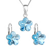 Evolution Group Sada šperkov s krištáľmi Swarovski náušnice, retiazka a prívesok modrý kvietok 39143.3