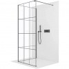 CERANO - Sprchová zástena Walk-in Onyx Corner Cube Ľ/P - 8 mm - hranatá vzpera - čierna matná, industriálne sklo - 150x90x200 cm