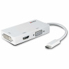 Adaptér USB 3.1 Typ C na HDMI, VGA, DVI-I 13cm, biely
