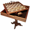 3-v-1 Šachová dáma Backgammon Table Set, 18-palcový drevený šachový stôl Premium, luxusný kombinovaný nábytok, šachový set darček pre rodinné stolové hry