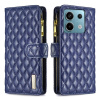 Peňaženkové kožené puzdro Diamond Zipper na Xiaomi Redmi Note 13 Pro - Modrá