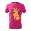 Kapybara s palcom hore - Tričko detské bavlnené - 146 cm/10 rokov ( Malinová )