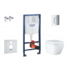 Grohe Solido Set predstenovej inštalácie, klozetu a dosky Euro Ceramic Compact, SoftClose, Triple Vortex, tlačidlo Even, chróm SANI15BB1106-GR