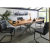 Bighome - Stôl mango 200x100x77 prírodný lakovaný / krížový rám strieborný matný METALL 5