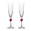 Poháre na sekt L´Amour 2ks červená + svadobné gravírovanie (3886207 flétňa L´Amour set 2 ks OK + pieskovanie červená)