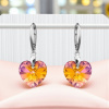 MSPERK Strieborné dámske náušnice srdcia Crystal Astral Pink Ag 925/1000