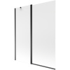 Mexen Flip, 1-krídlová vaňová zástena 140 x 150 cm, 6 mm námraza sklo, čierny profil, 894-140-101-70-30