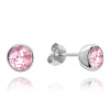 MINET Strieborné náušnice PECKY s ružovými zirkónmi JMAN0301PE00