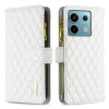 Peňaženkové kožené puzdro Diamond Zipper na Xiaomi Redmi Note 13 Pro - Biela