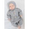 Baby Nellys 3-dielna rebrovaná súpr. Hand Made, body, tepláčiky a čiapočka, sivá