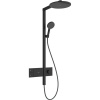 HANSGROHE Raindance Alive S Showerpipe EcoSmart nástenný sprchový systém s termostatom ShowerSelect Comfort, horná sprcha 1jet priemer 300 mm, ručná sprcha 3jet, matná čierna, 24583670