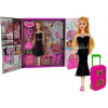 LEAN TOYS Bábika s dlhými vlasmi 28 cm + šatník a bižutéria - čierna