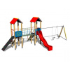 Playground System DETSKÉ IHRISKÁ - zostava so šmýkačkou a dvojhojdačkou 4U225D-15