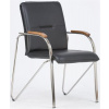 . Konferenčná stolička, koženka, chrómová oceľ, opierky rúk: orech, 