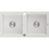 Mexen Mario granitový drez s 2 komorami 820 x 436 mm, biely, sifón chróm - 6504822000-20