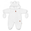 Baby Nellys Zimná prešívaná kombinéza s chlpáčkovou podšívkou + rukavičky, Love, biela, veľ. 74, 74 (6-9m)