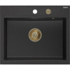 Mexen Oscar, 1-komorový granitový drez 580x490x205 mm, čierna-strieborná metalíza, 6519581000-73-G