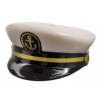 12895pb05 White Cap, Captain with Black Visor and Gold Braid and Anchor (Bílá čepice, kapitánská s černým kšiltem a zlatým prýmkem a kotvou)