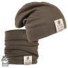 Chlapčenská čiapka a nákrčník Dráče - vzor 16, zelená / khaki Farba: Khaki, Veľkosť: 48-50