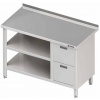Přístěnný stůl, blok se dvěmi zásuvkami po pravé straně a dvěmi policemi 1600x700x850 mm | STALGAST, 980297160 inox