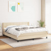 vidaXL Posteľný rám boxspring s matracom krémový 160x200 cm látka - Krémová - 104945-205022