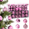 Vianočná guľa na stromček Korbi ružová, mix vzorov, 100 ks