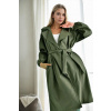 40345 Dewberry Belted Balloon Sleeve Women Trenchcoat-Khaki kaki STD dewberry 2465430685308