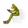 Figúrka ŽABKA ŽABA NA WC zelená LESKLÁ veľká moderná 11x13