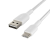 BELKIN kábel opletaný USB-C - USB-A, 2m, biely CAB002bt2MWH