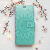 Flipové pouzdro MEZZO Book – iPhone 16e, mandala, zelené (Flipové pouzdro MEZZO Book s vyraženým motivem mandaly pro Apple iPhone 16e – zelené)