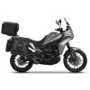 Kompletná sada sedlových brašní SHAD TERRA TR40 adventure a hliníkového vrchného kufra SHAD TERRA BLACK 48L vrátane montážnej sady SHAD Moto Morini X-Cape 649
