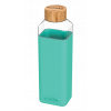 QUOKKA STORM Sklenená fľaša so silikónovým povrchom TEAL 700ml