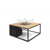 COSI Stôl s plynovým ohniskom COSI-typ Cosiloft 100 čierny rám / doska teak