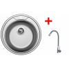 Nerezový set dřezu a baterie ROUND 510 + ELASTA nerez/šedá