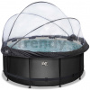 Bazén s krytom pieskovou filtráciou a tepelným čerpadlom Black Leather pool Exit Toys kruhový oceľová konštrukcia 360*122 cm čierny od 6 rokov