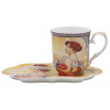 HOME ELEMENTS Porcelánový hrnček 360 ml, s podšálkou, Mucha Leto