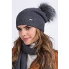 Kamea Grafitová dámska čiapka na zimu s brmbolcom Kamea Maja, Veľkosť uni, Farba grafitová (odt. tmavošedej)