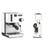Rancilio Silvia E, white + Eureka Helios 75, white
