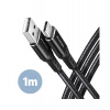 AXAGON BUCM-AM10AB, HQ kabel USB-C - USB-A, 1m, USB 2.0, 3A, ALU, oplet, černý (BUCM-AM10AB)