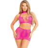 Leg Avenue - Fuchsia Open Lace Top & Skirt