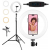 SET PRSTENCOVÁ LED LAMPA RING 26 cm NA MAKE-UP SELFIE + STATÍV 210 cm
