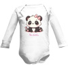 Detské body Long s potlačou Panda s menom možnosť meniť podklad, text dětské Bílá 12-18 měsíců