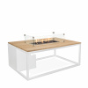 COSI Stôl s plynovým ohniskom COSI-typ Cosiloft 120 biely rám / doska teak