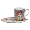 HOME ELEMENTS Porcelánový hrnček 360 ml, s podšálkou, Mucha Jeseň