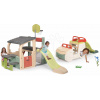 Set hracie centrum a preliezačka Auto s pieskoviskom Multisport Fun Center Life Smoby so 150 cm šmykľavkou s piknikovým stolom a basketbalom