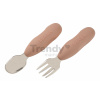 Prvý detský príbor Stainless Steel Pre-Cutlery Praline Beaba vidlička a lyžička hnedý od 10 mes BE913595