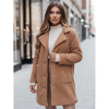 Dámsky svetlohnedý kožušinový kabát NY0758z, ny0758z-XL XL